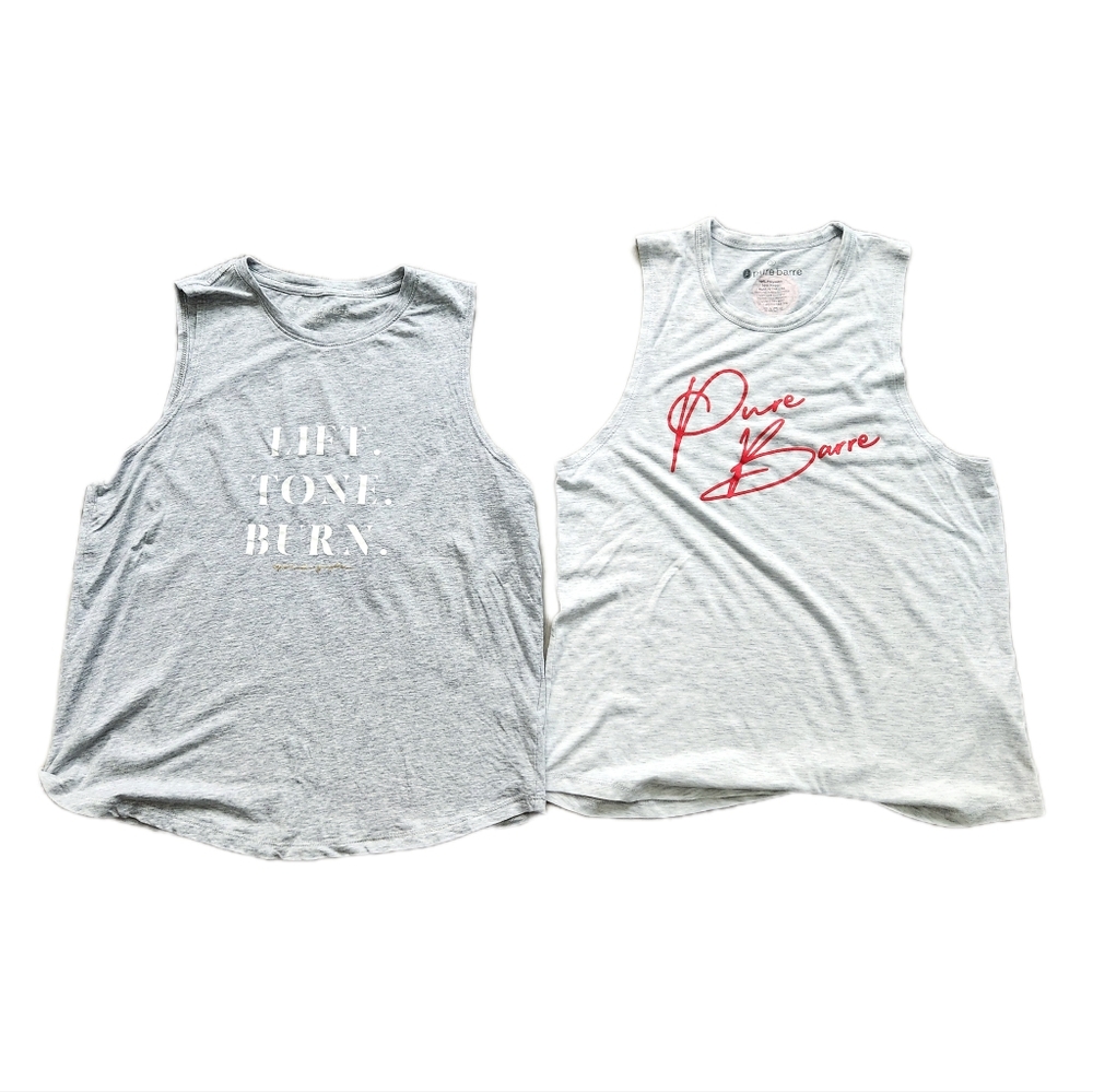 Lot Of 2 Pure Barre Light Gray Tanks